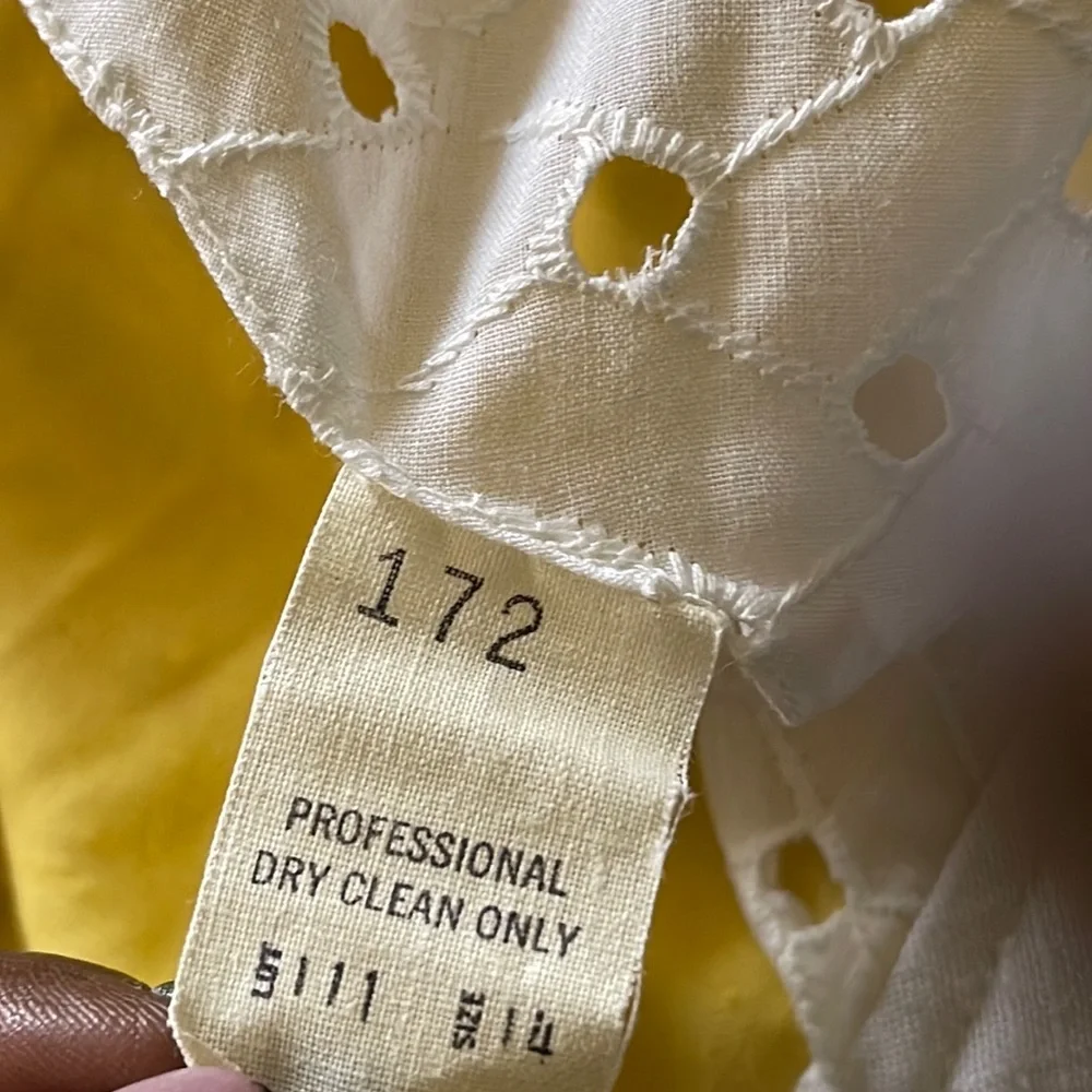 Vintage Maxi White and Yellow Eyelet Dress